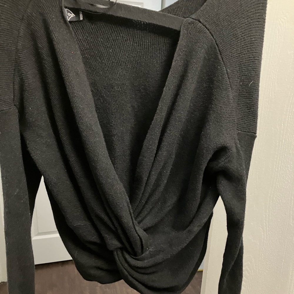 Black open twist back sweater